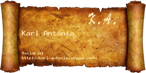 Karl Antónia névjegykártya